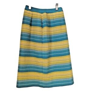 Vintage Mirsa‎ Franklin Shops Italian Wool Blue and Yellow Striped Skirt  SZ XS